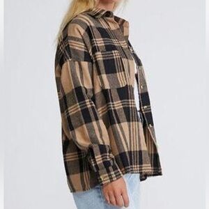 La Hearts Black and Tan Plaid Shirt
